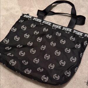 PINK Victoria's Secret Black Tote with White Logo